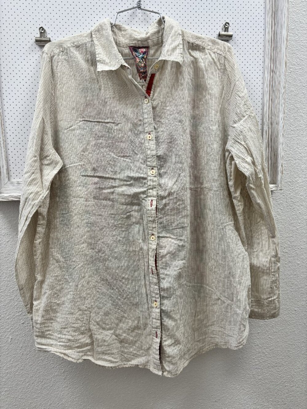 Johnny Was Embroidered Button Down Shirt Large Boho